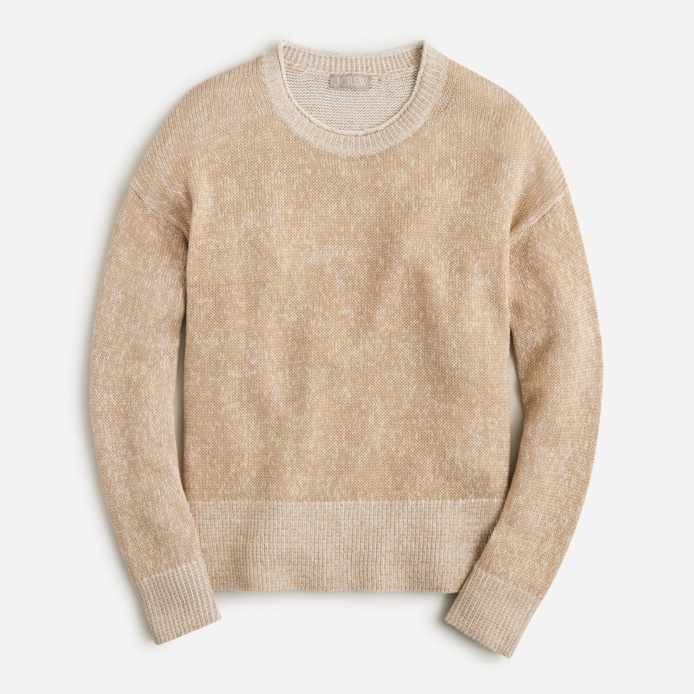 J. Crew Tan Relaxed cotton-linen blend beach sweater